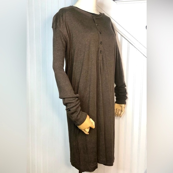 RALPH LAUREN Brown Long Sleeve Henley Dress Size XL NWT with flaw